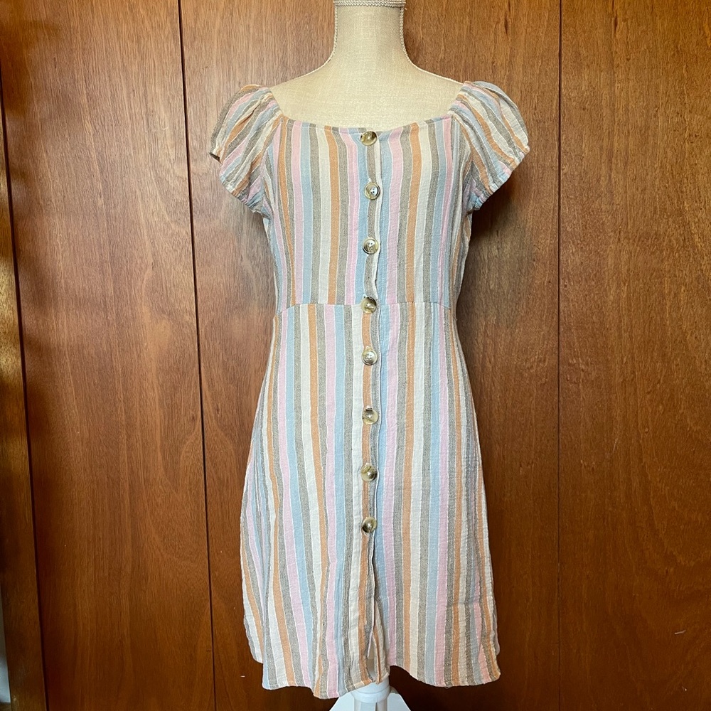 Women’s Angie Button Down Cap Sleeve Dress Size L